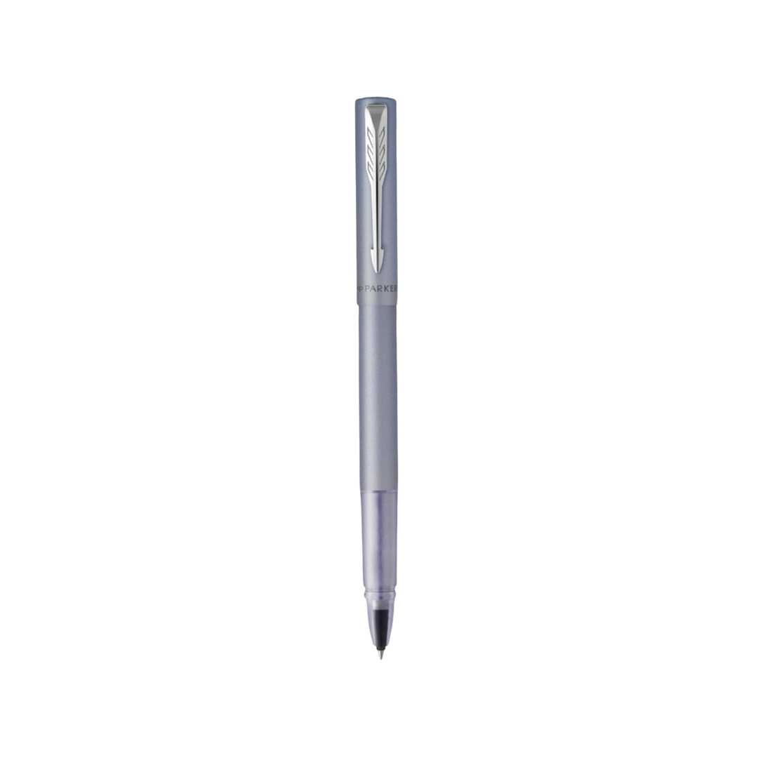 Parker Vector XL Rollerball Pen - Silver — uncapped with cap posted