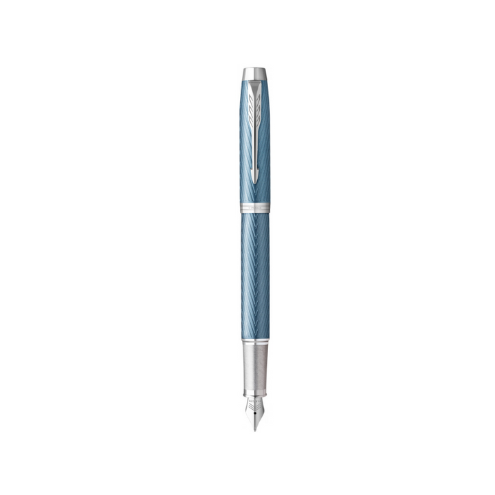 Parker IM Premium Fountain Pen in Blue Grey with Chrome Trims — Parker fountain pen — precision nib writing instrument, at Cityluxe Singapore stationery store