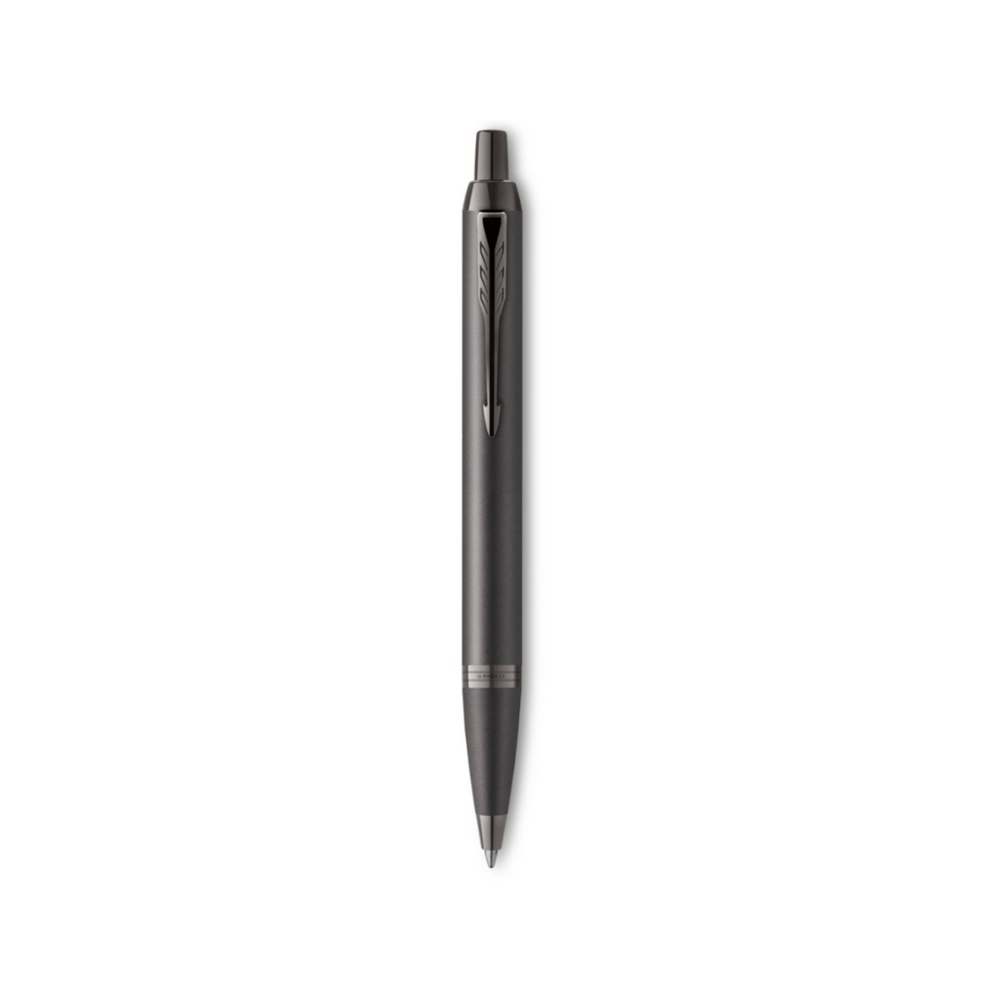Parker IM PROFESSIONAL Ballpoint Pen - Monochrome Titanium — uncapped with cap posted
