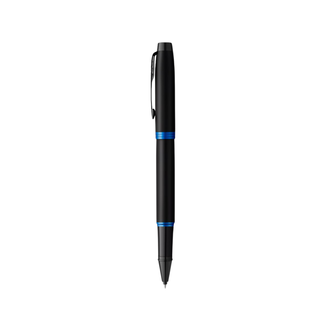 Parker IM PROFESSIONAL Vibrant Ring BT Rollerball Pen Marine Blue — uncapped with cap posted