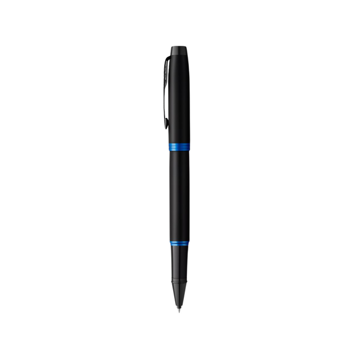 Parker IM PROFESSIONAL Vibrant Ring BT Rollerball Pen Marine Blue — uncapped with cap posted