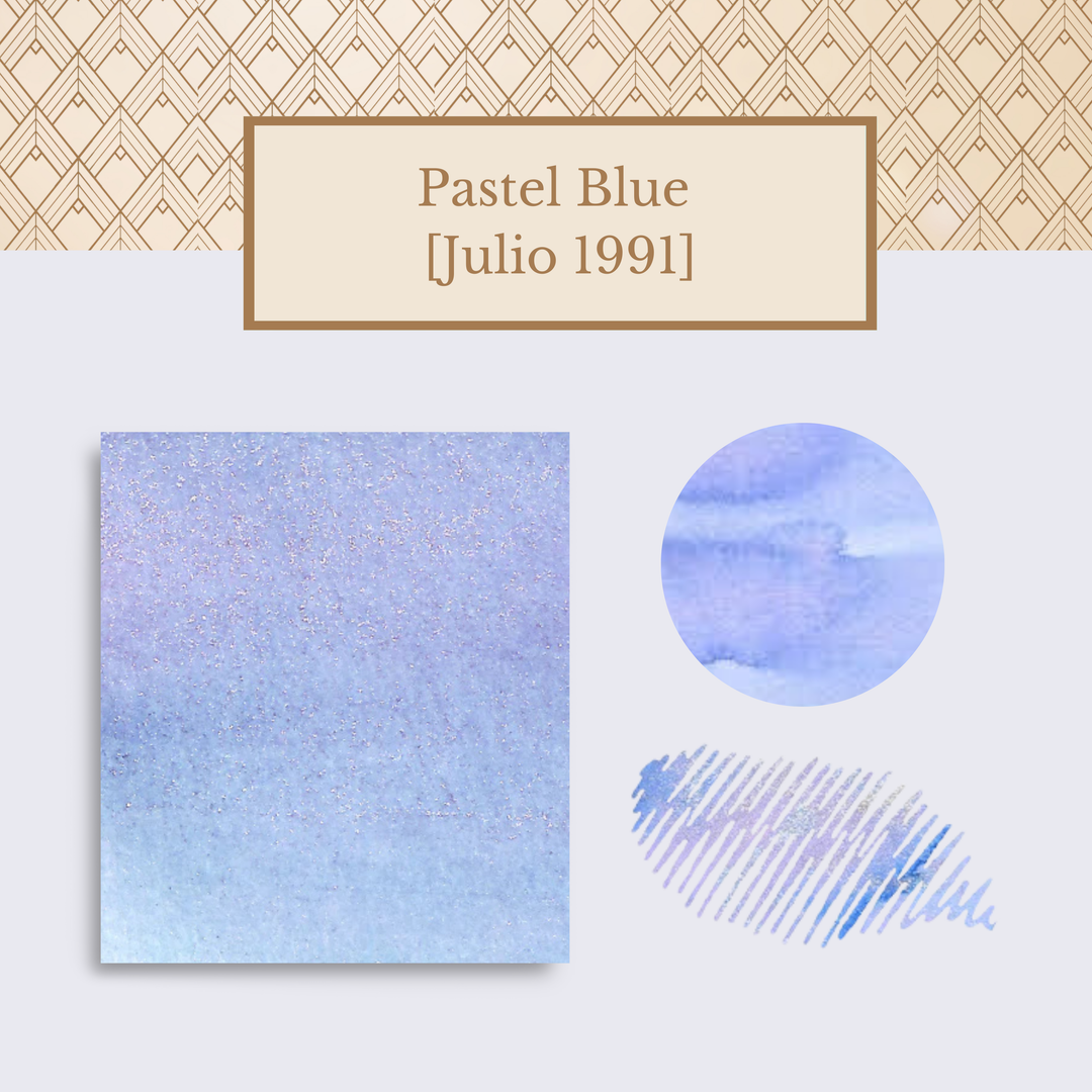 Vinta Inks 30ml Ink Bottle Pastel Blue, Shimmer (Julio 1991) — Vinta Inks fountain pen ink — premium bottled ink for writing, at Cityluxe Singapore