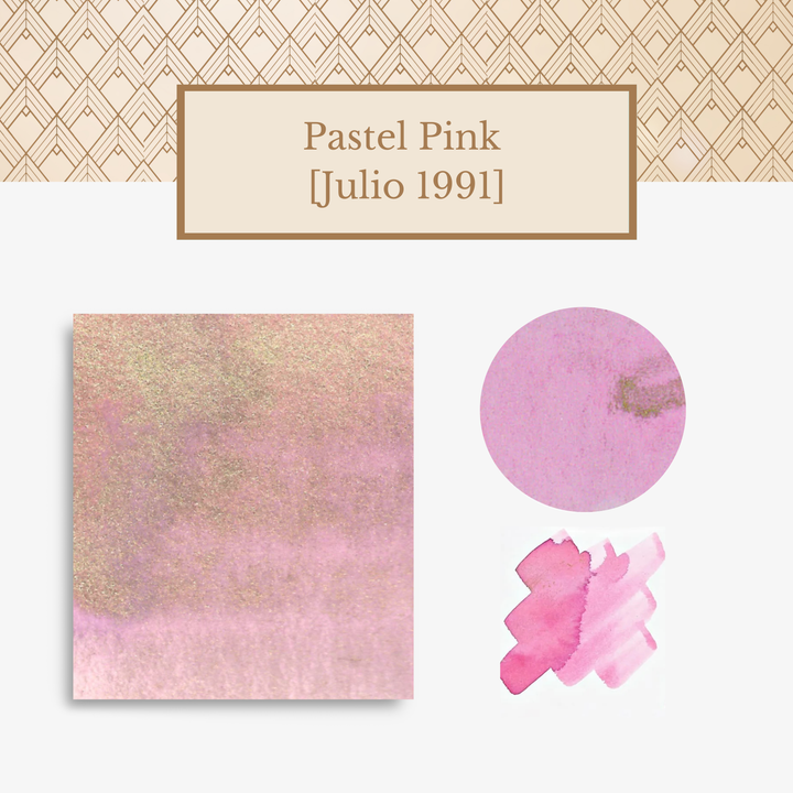 Vinta Inks 30ml Ink Bottle Pastel Pink, Shimmer (Julia 1991) — Vinta Inks fountain pen ink — premium bottled ink for writing, at Cityluxe Singapore