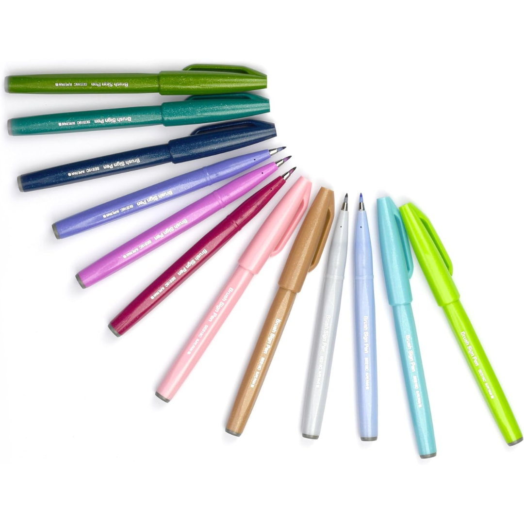 Pentel Brush Sign Pen Set - 30 Colors — detail view