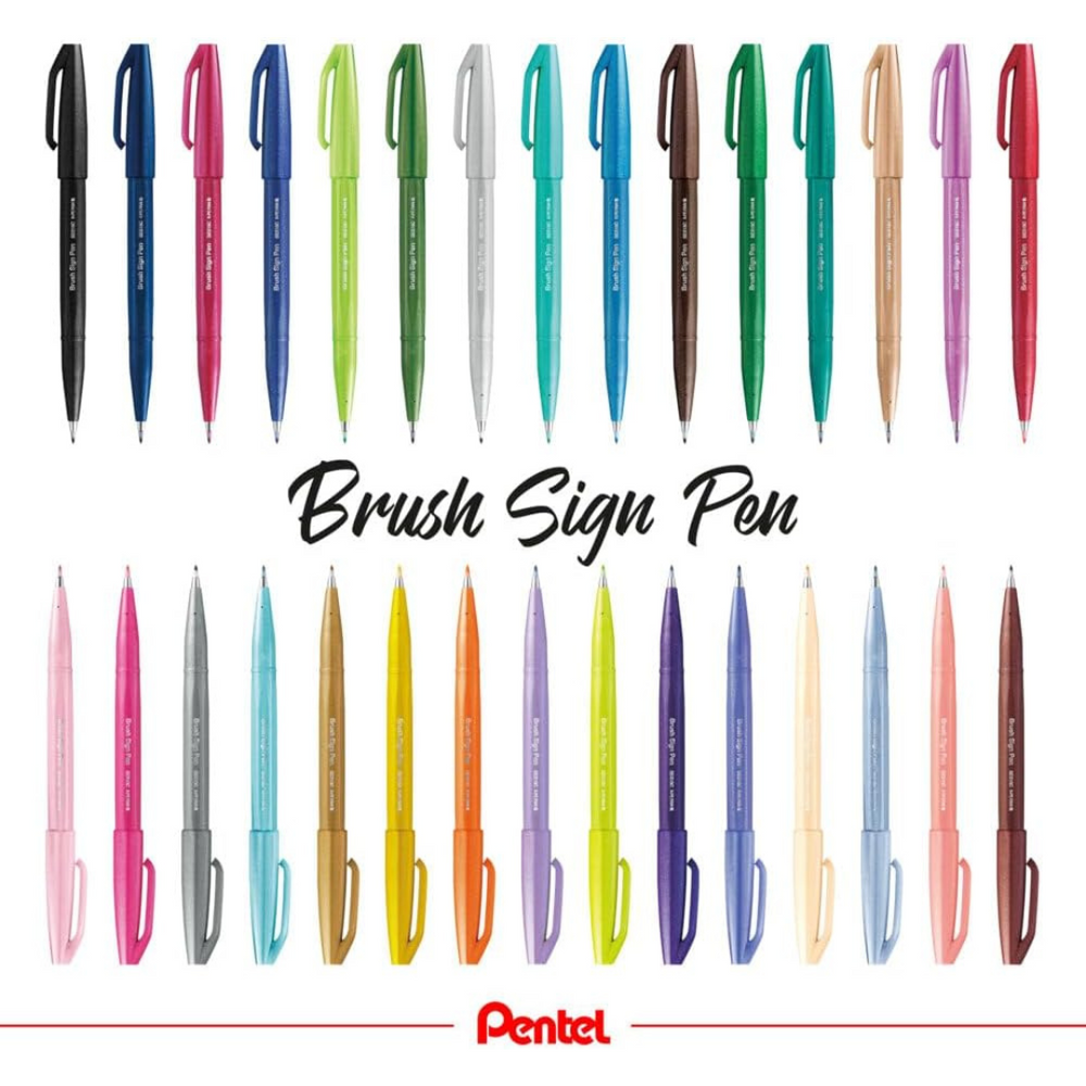 Pentel Brush Sign Pen Set - 30 Colors — side view