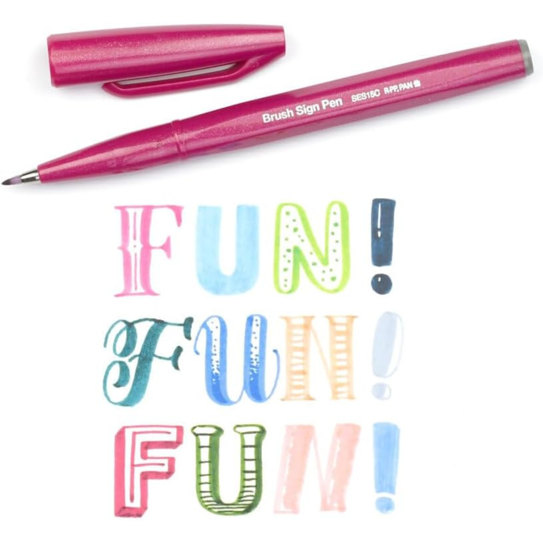 Pentel Brush Sign Pen Set - 30 Colors — flat lay