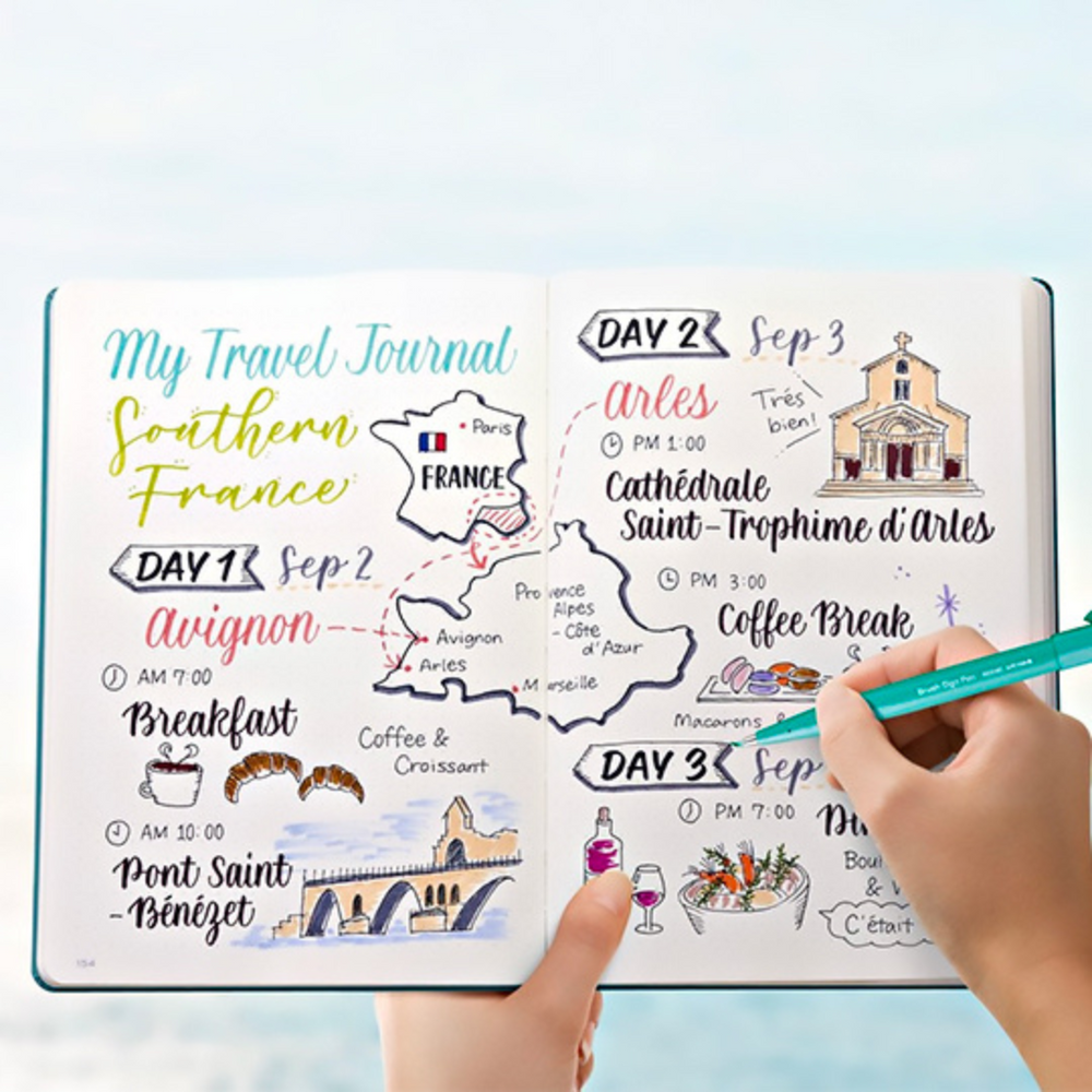 Pentel Brush Sign Pen Set - 6 Colors — side view