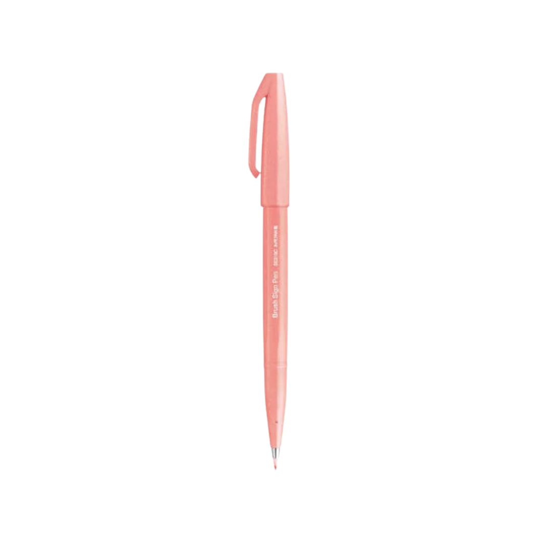 Pentel Brush Sign Pen - Coral Orange — with packaging