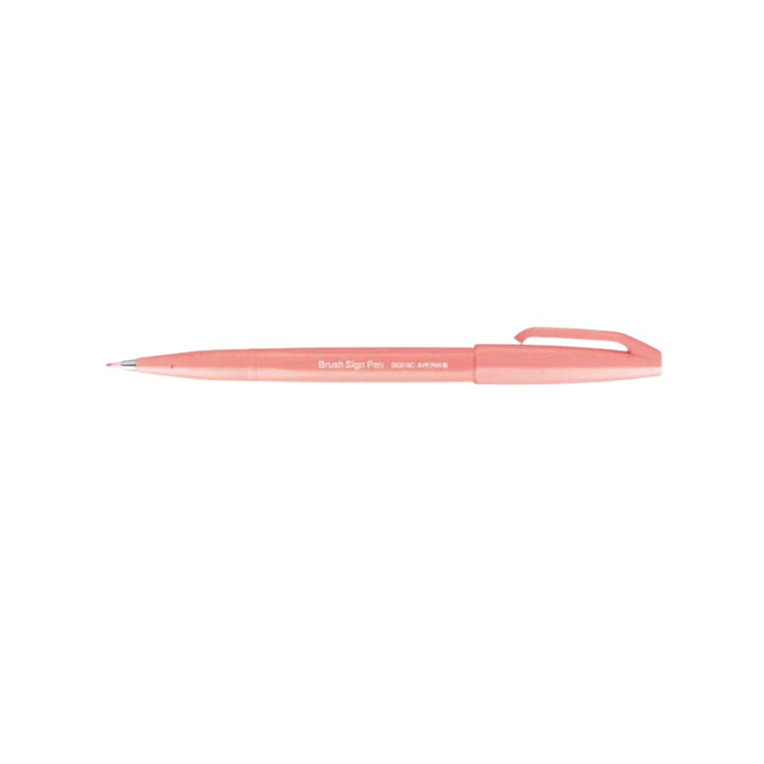 Pentel Brush Sign Pen - Coral Orange — in use