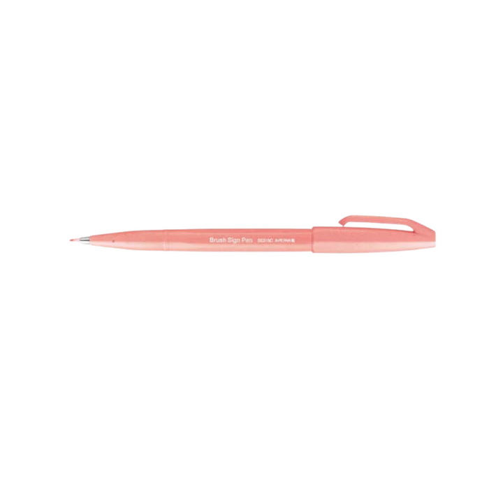 Pentel Brush Sign Pen - Coral Orange — in use