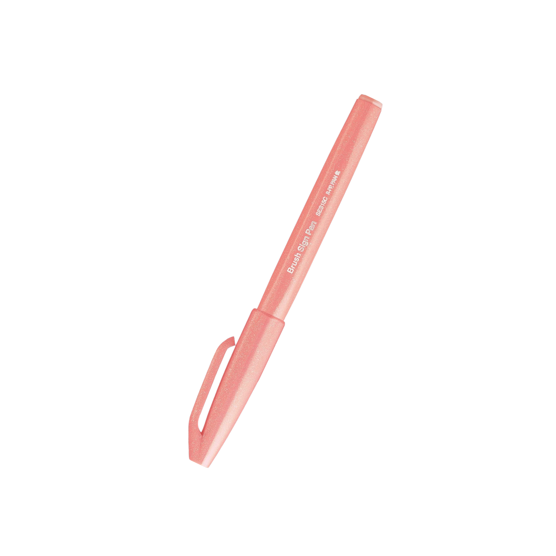 Pentel Brush Sign Pen - Coral Orange — detail view