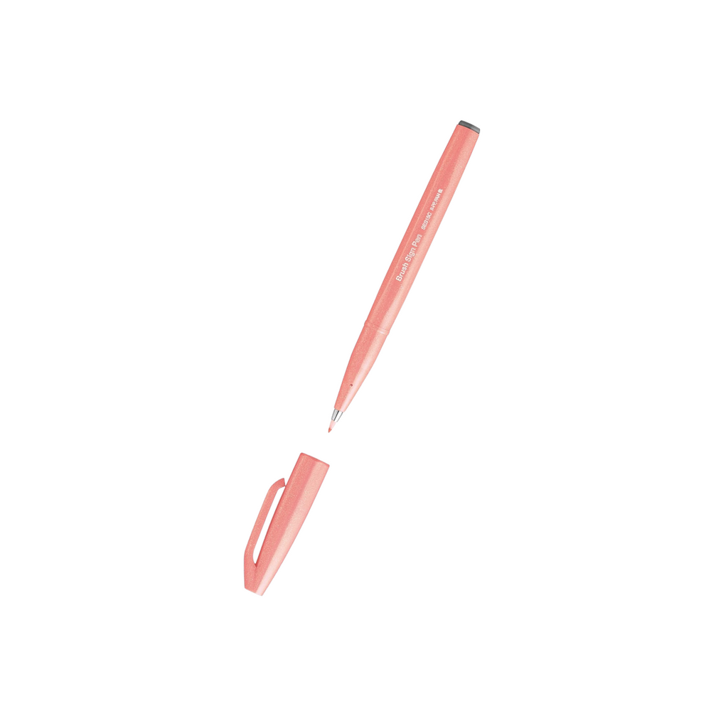 Pentel Brush Sign Pen - Coral Orange — side view