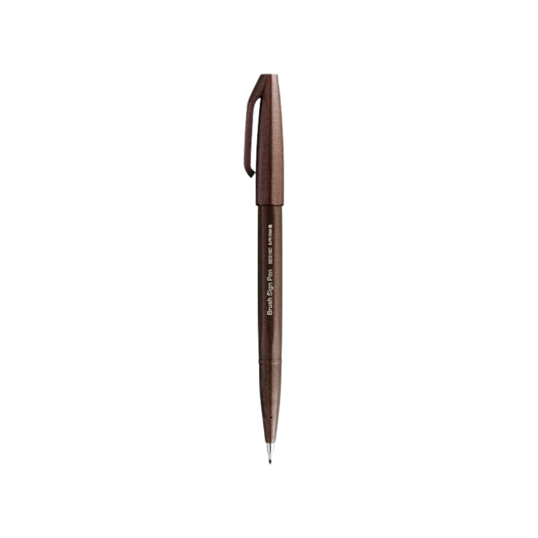 Pentel Brush Sign Pen - Dark Brown — with packaging