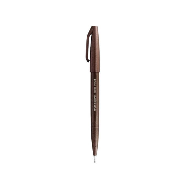 Pentel Brush Sign Pen - Dark Brown — with packaging