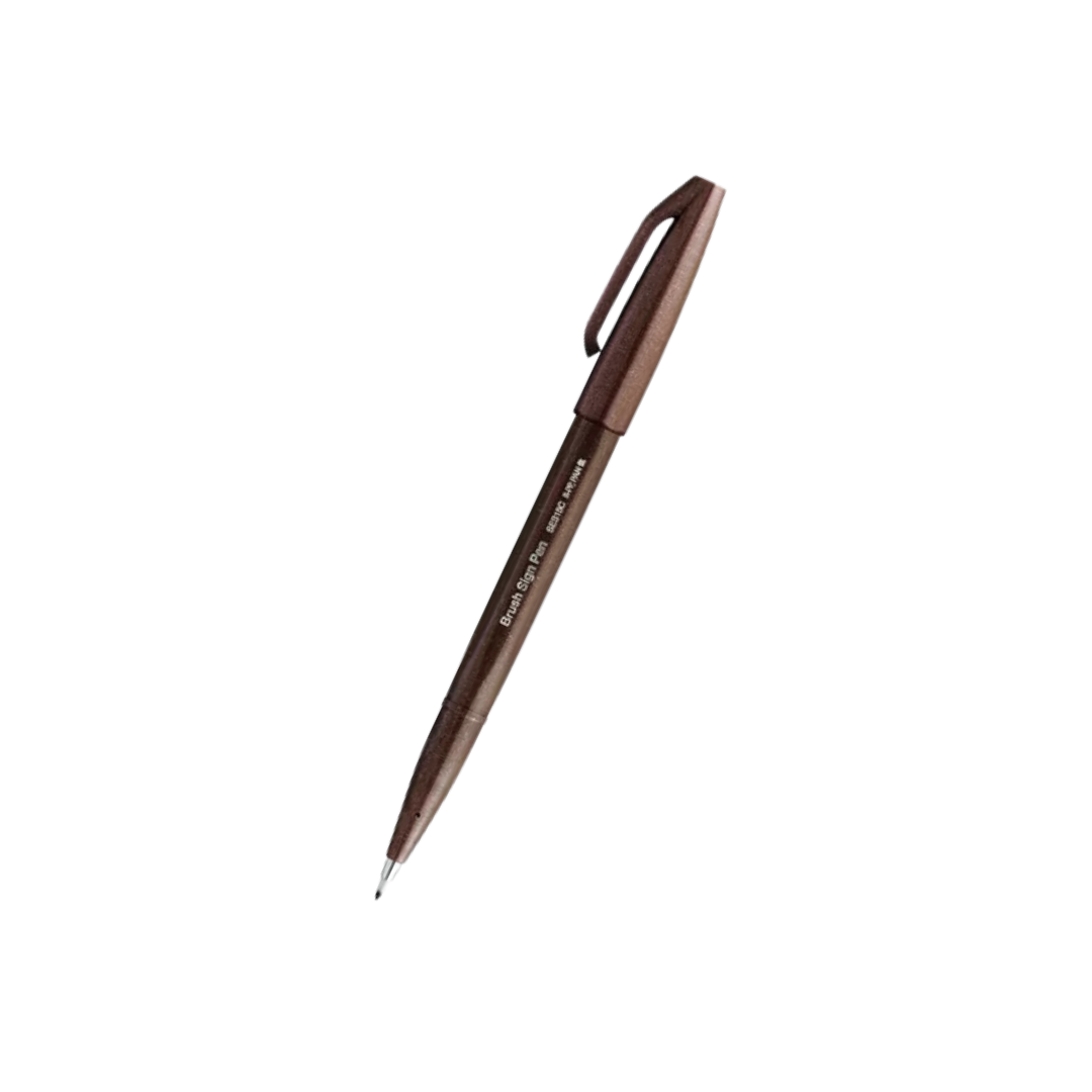 Pentel Brush Sign Pen - Dark Brown — front view