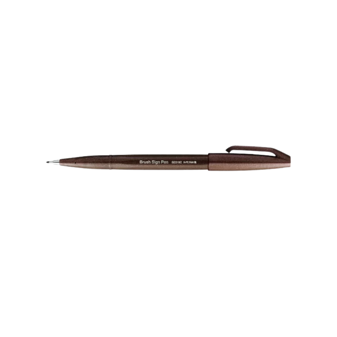 Pentel Brush Sign Pen - Dark Brown — in use