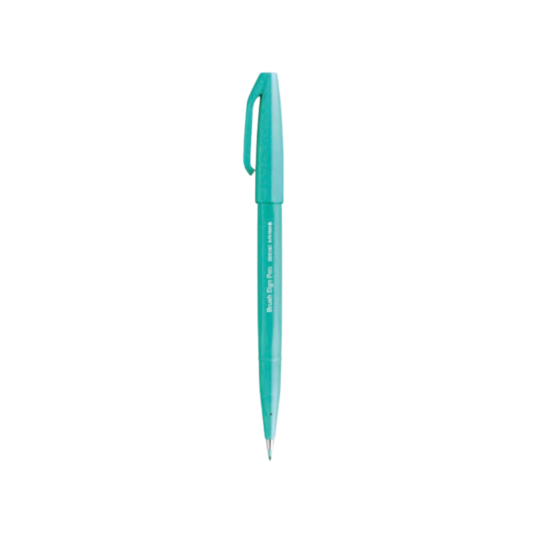 Pentel Brush Sign Pen - Emerald Green — with packaging