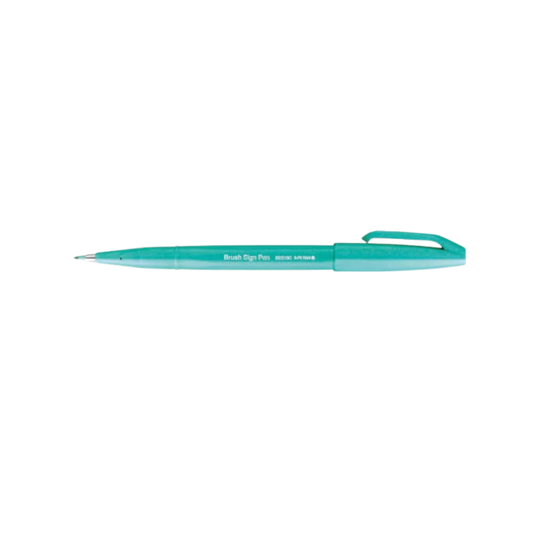 Pentel Brush Sign Pen - Emerald Green — in use