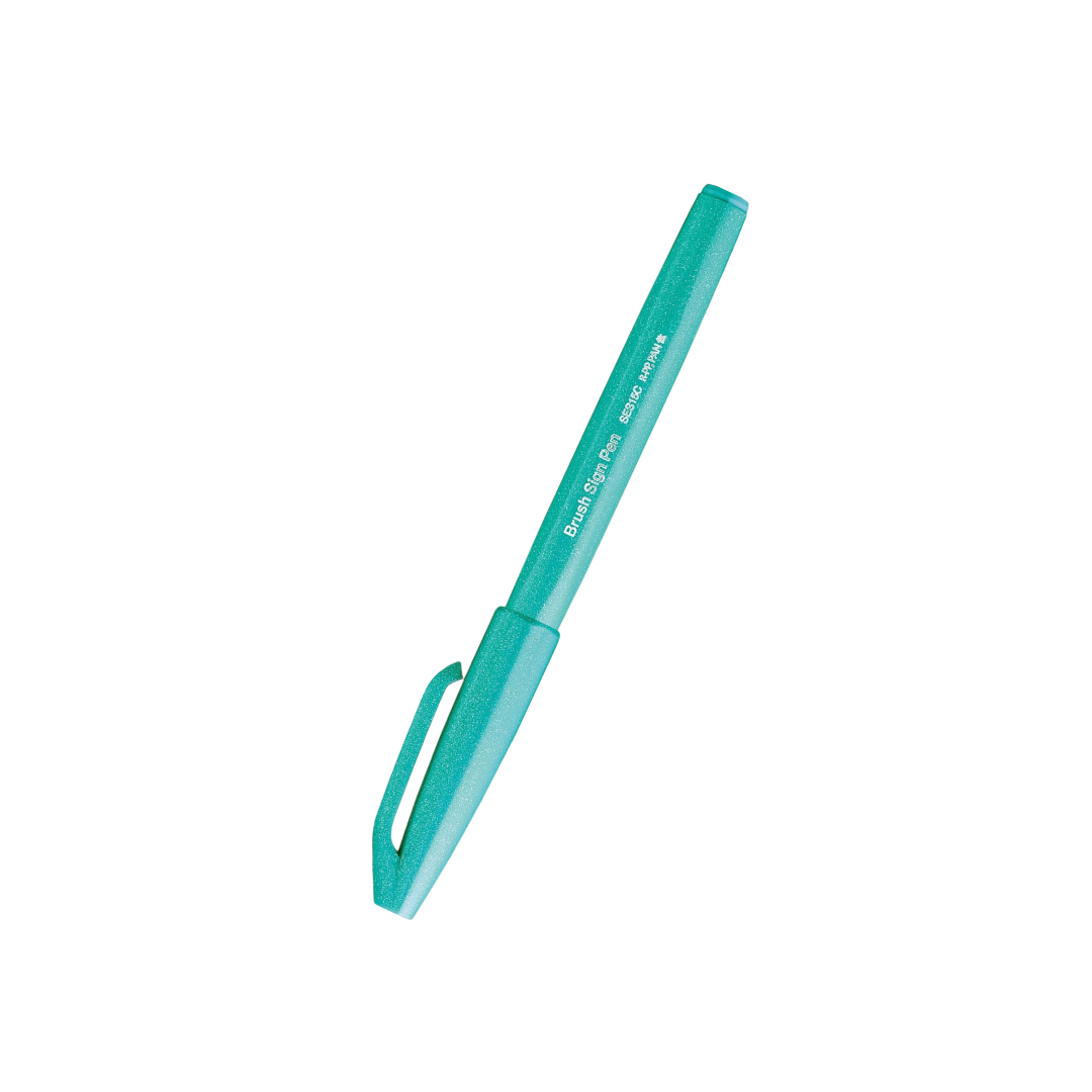 Pentel Brush Sign Pen - Emerald Green — detail view