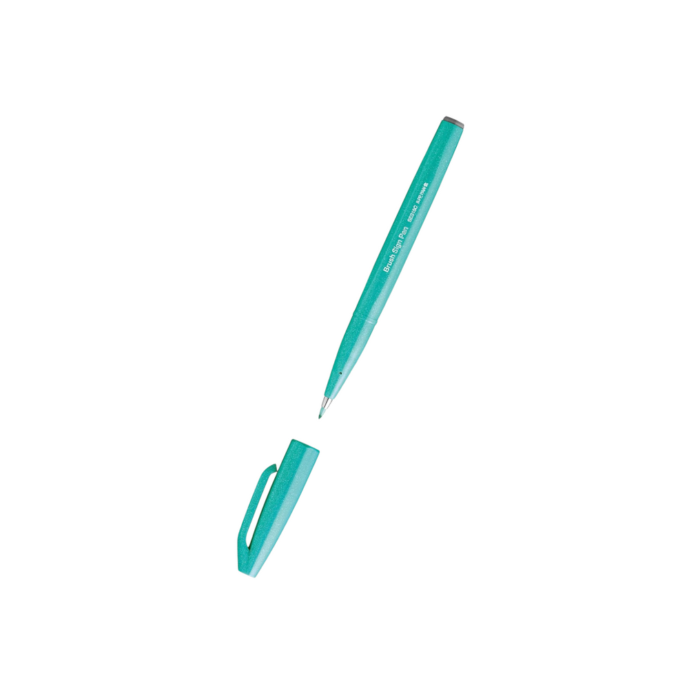 Pentel Brush Sign Pen - Emerald Green — side view