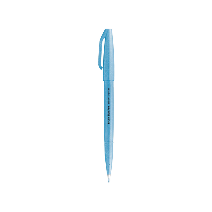 Pentel Brush Sign Pen - Fluorescent Blue — with packaging