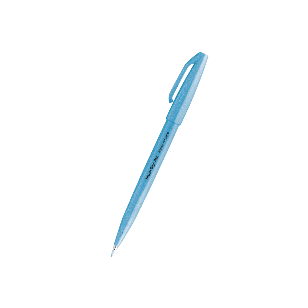 Pentel Brush Sign Pen - Fluorescent Blue — front view
