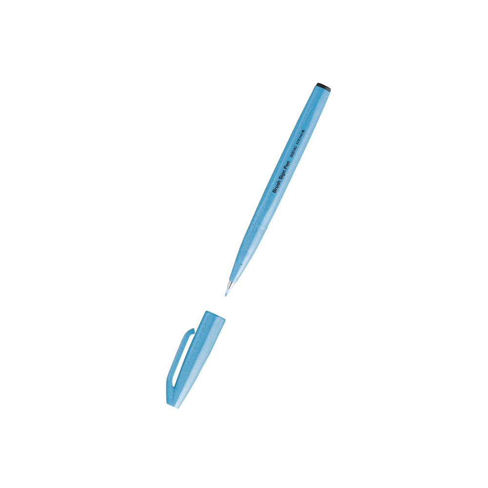 Pentel Brush Sign Pen - Fluorescent Blue — side view