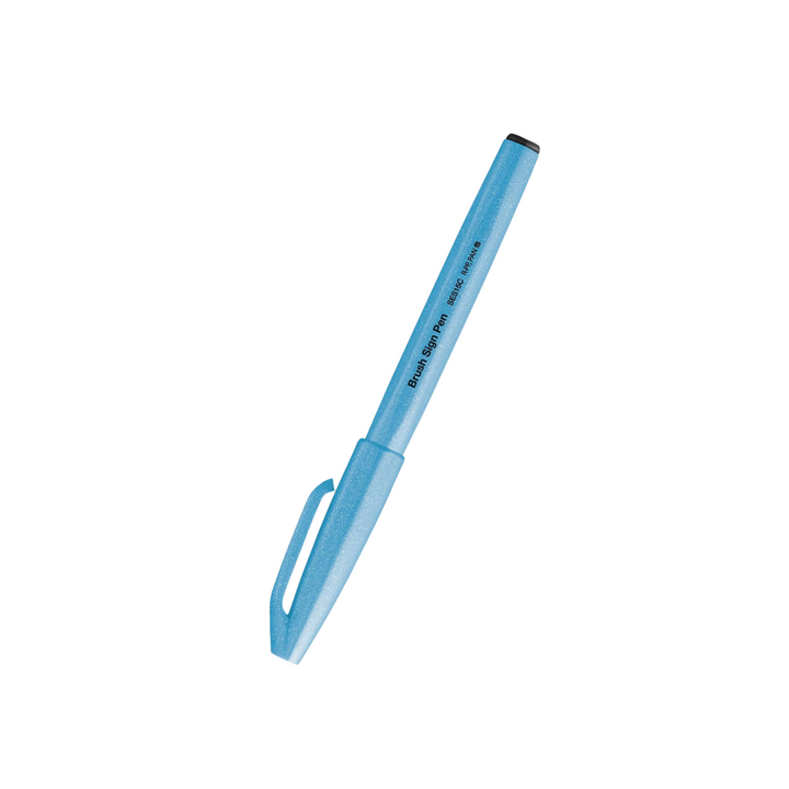 Pentel Brush Sign Pen - Fluorescent Blue — detail view