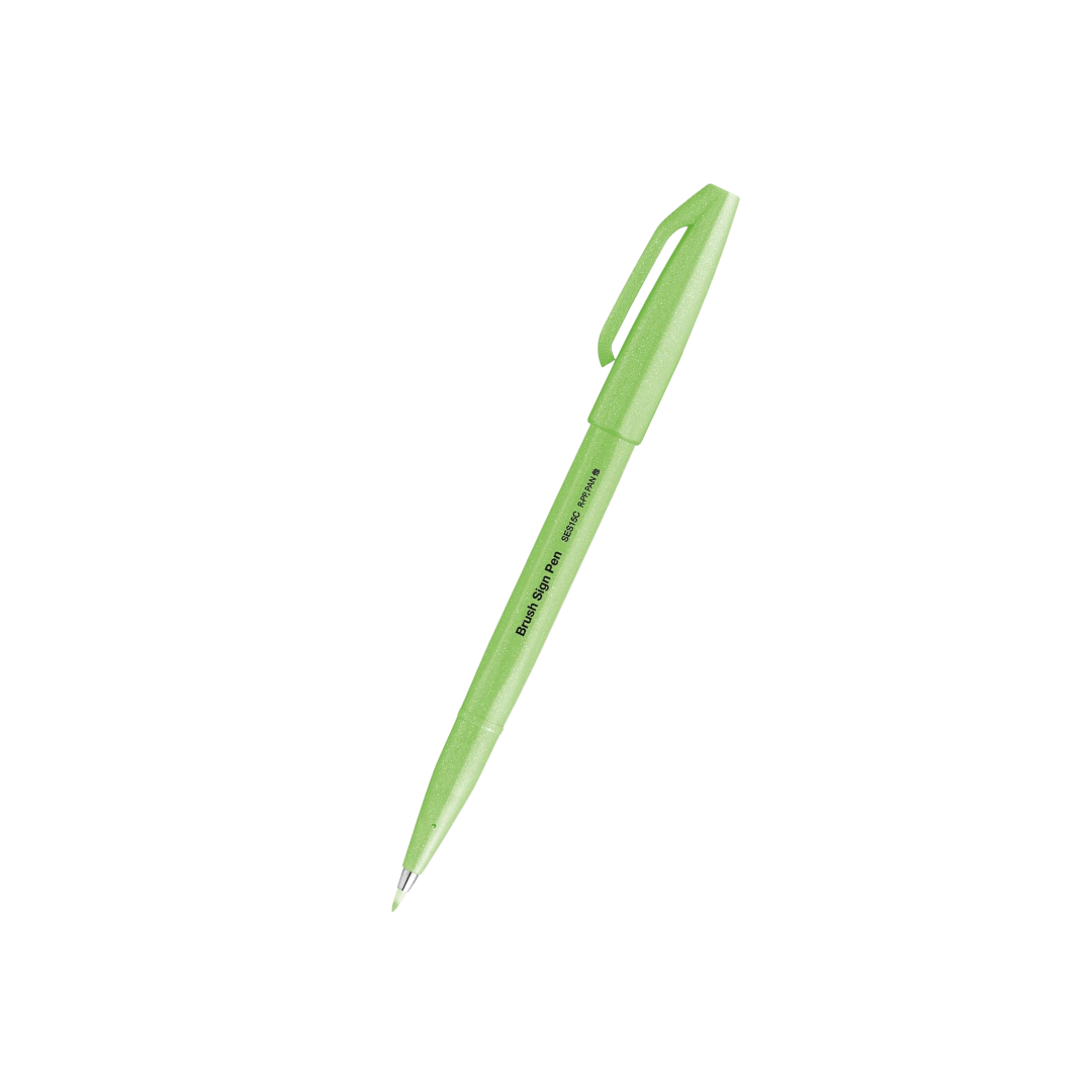 Pentel Brush Sign Pen - Fluorescent Green — front view