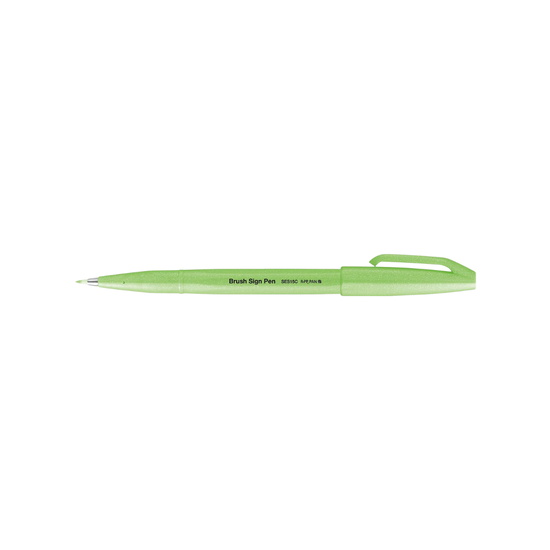 Pentel Brush Sign Pen - Fluorescent Green — in use