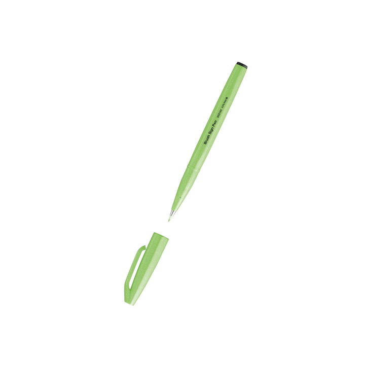 Pentel Brush Sign Pen - Fluorescent Green — side view