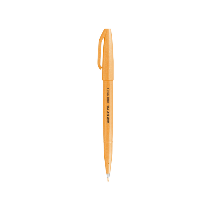 Pentel Brush Sign Pen - Fluorescent Orange — with packaging