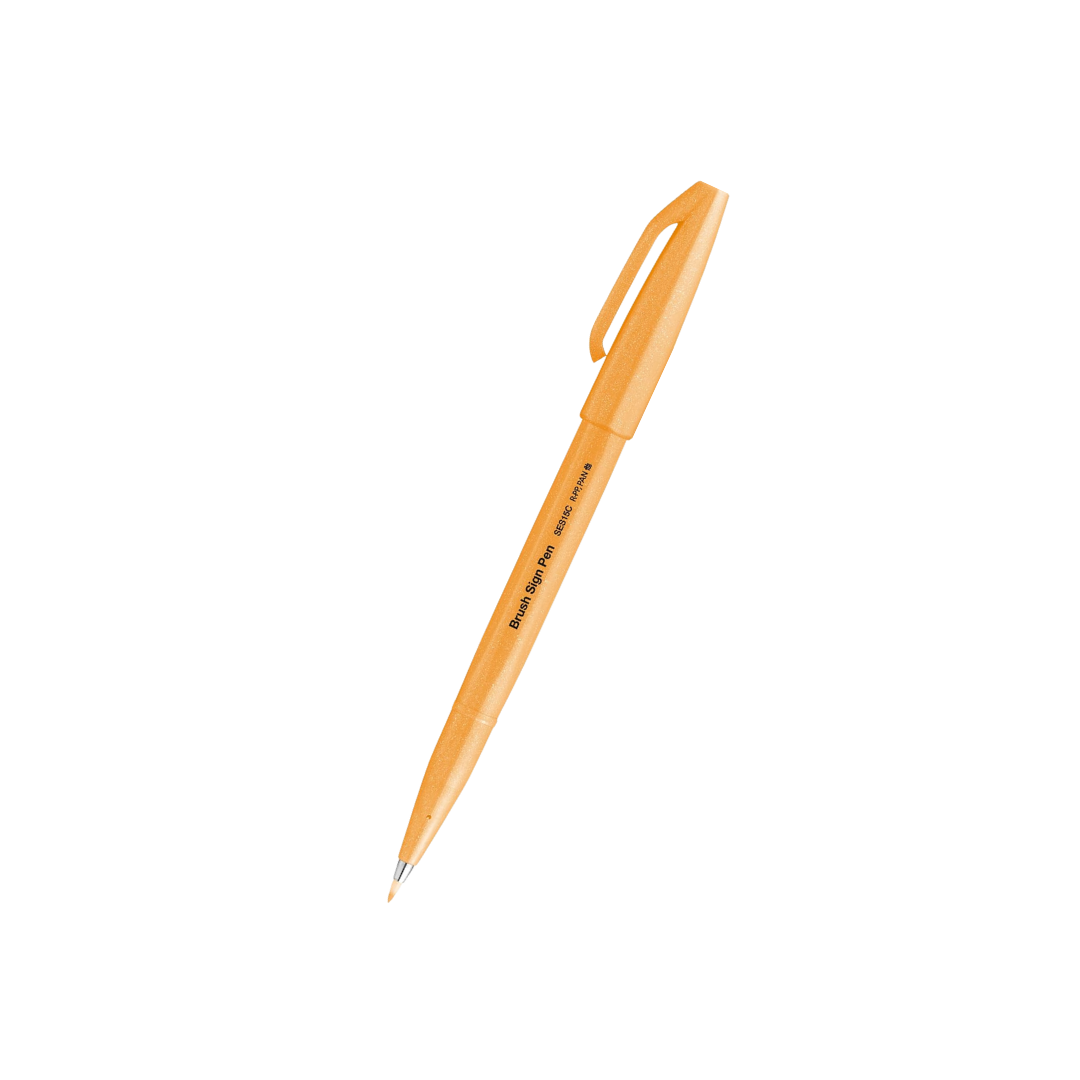 Pentel Brush Sign Pen - Fluorescent Orange — front view