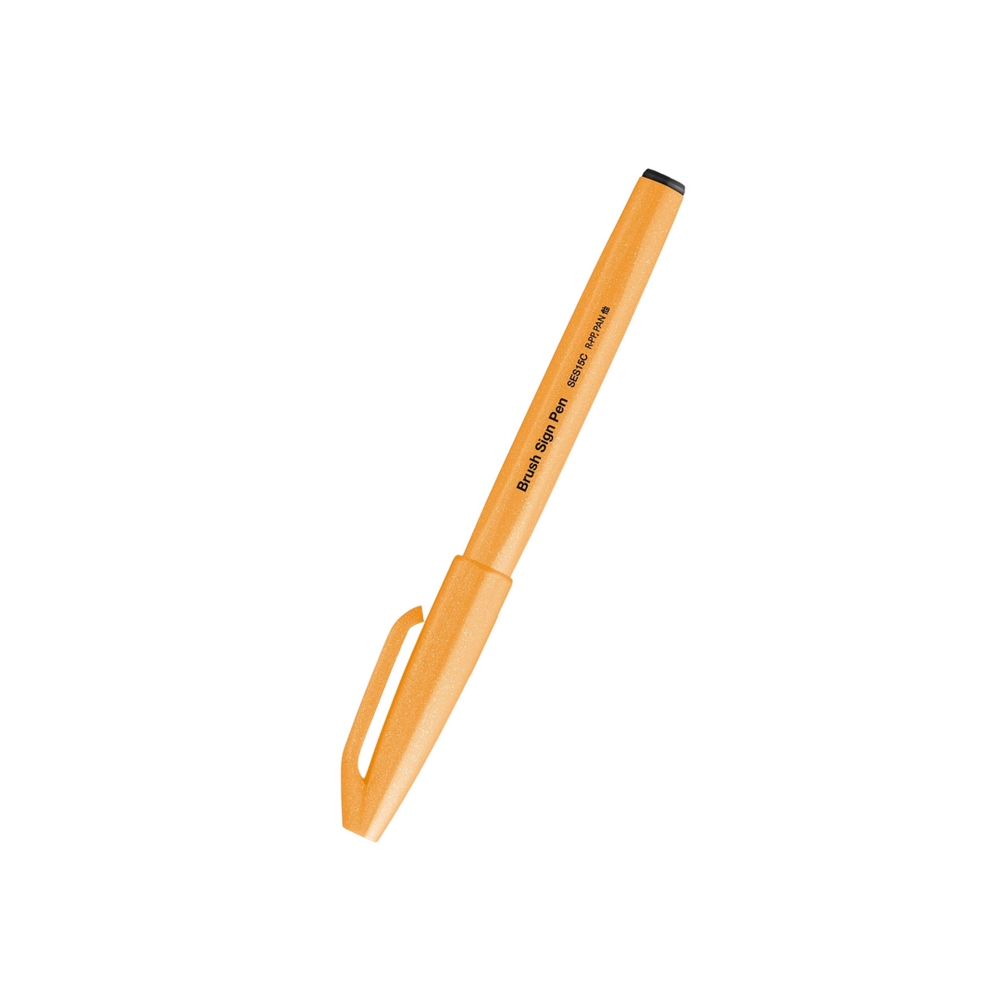 Pentel Brush Sign Pen - Fluorescent Orange — side view