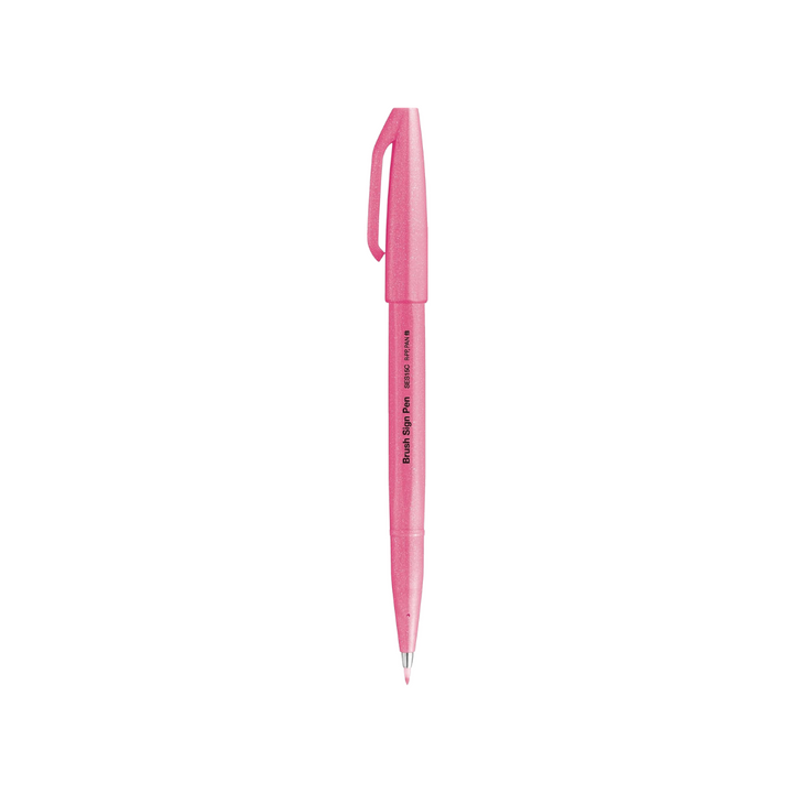Pentel Brush Sign Pen - Fluorescent Pink — with packaging