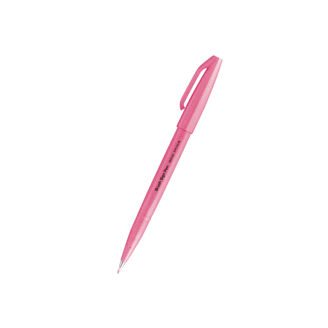 Pentel Brush Sign Pen - Fluorescent Pink — front view