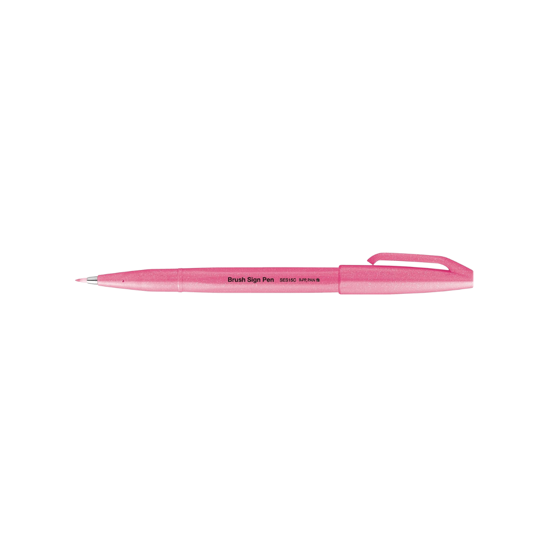 Pentel Brush Sign Pen - Fluorescent Pink — in use