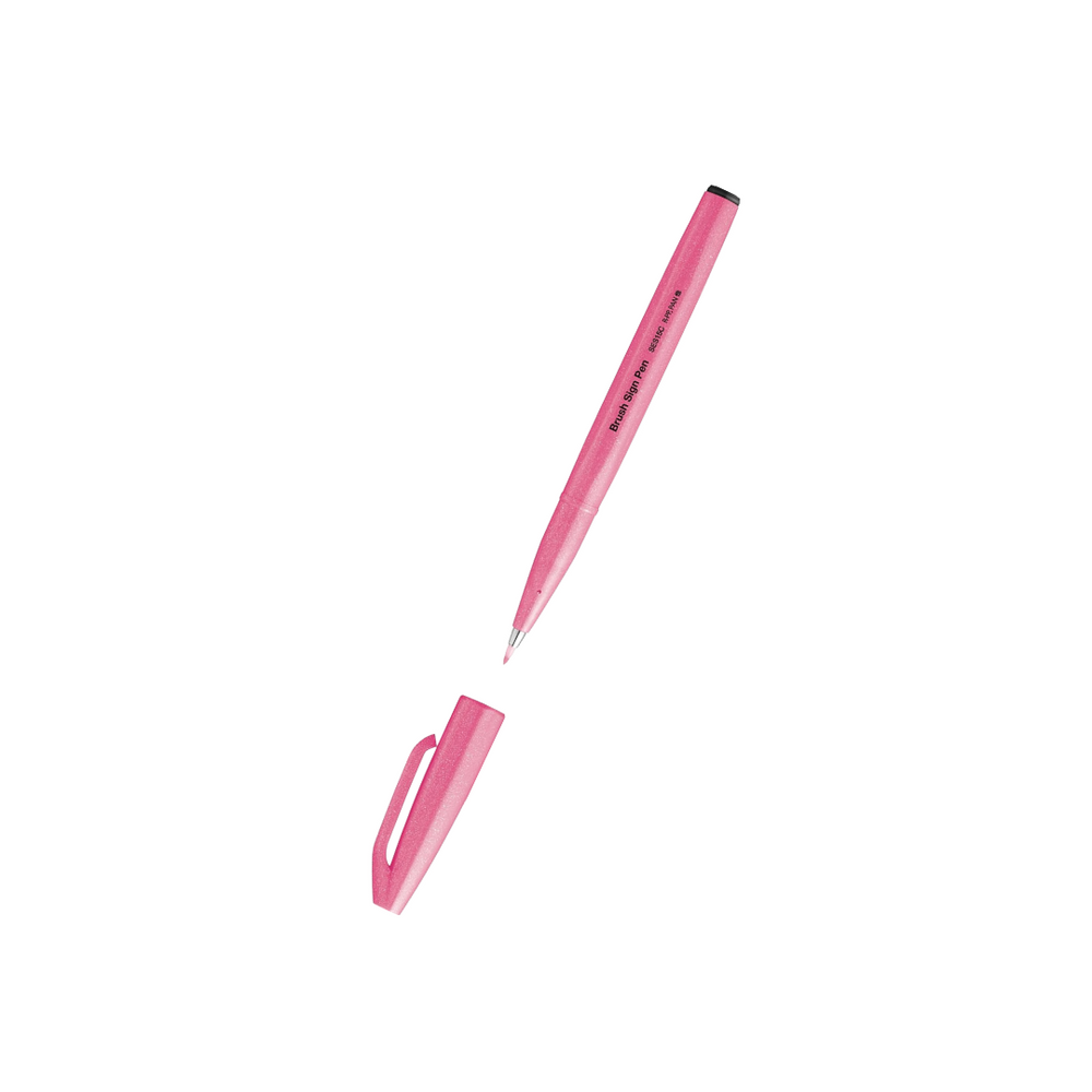 Pentel Brush Sign Pen - Fluorescent Pink — side view
