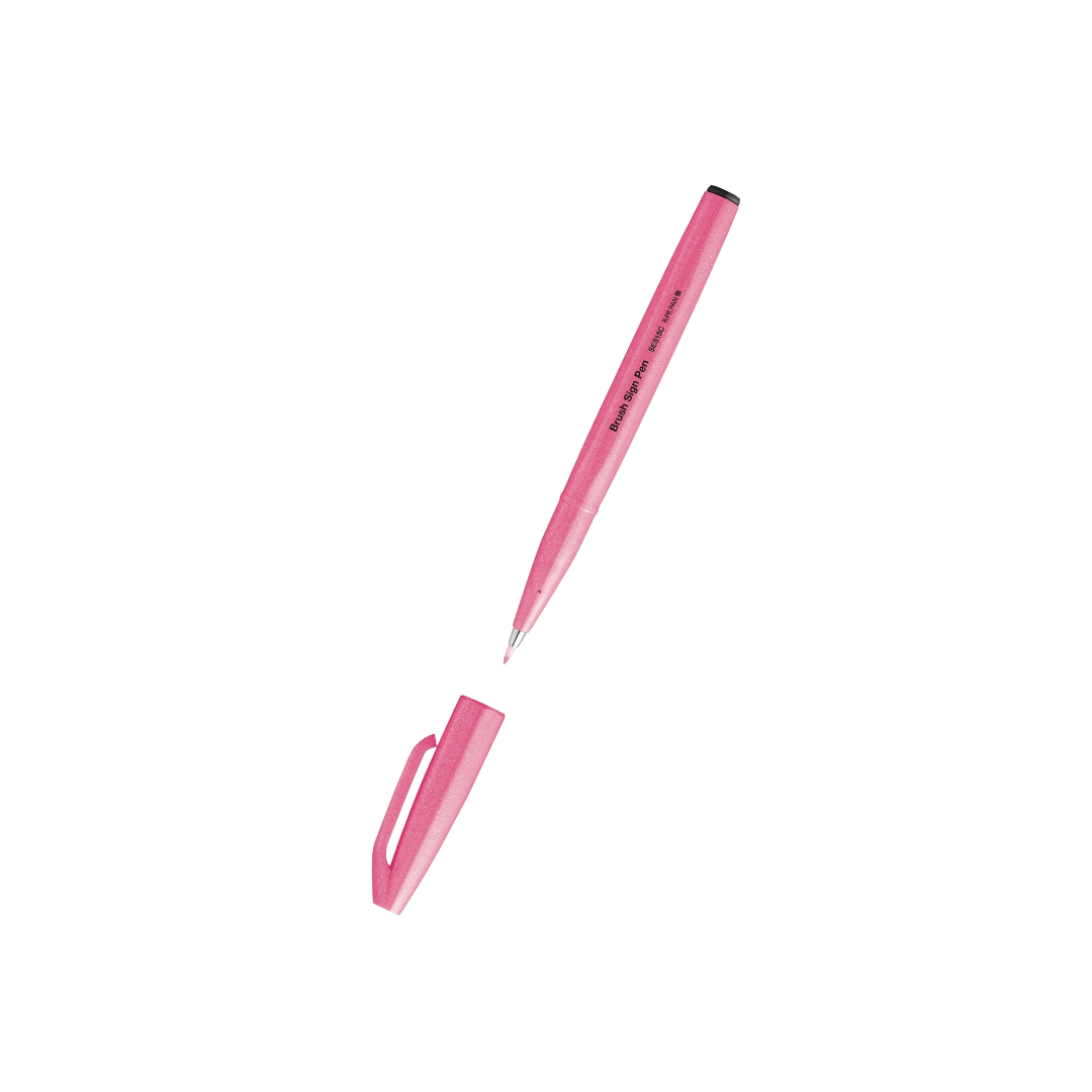 Pentel Brush Sign Pen - Fluorescent Pink — side view