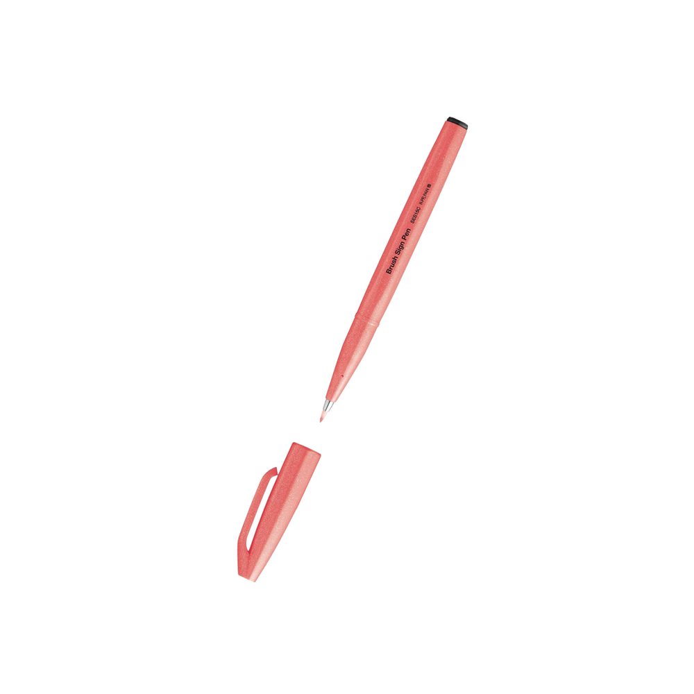 Pentel Brush Sign Pen - Fluorescent Red — side view