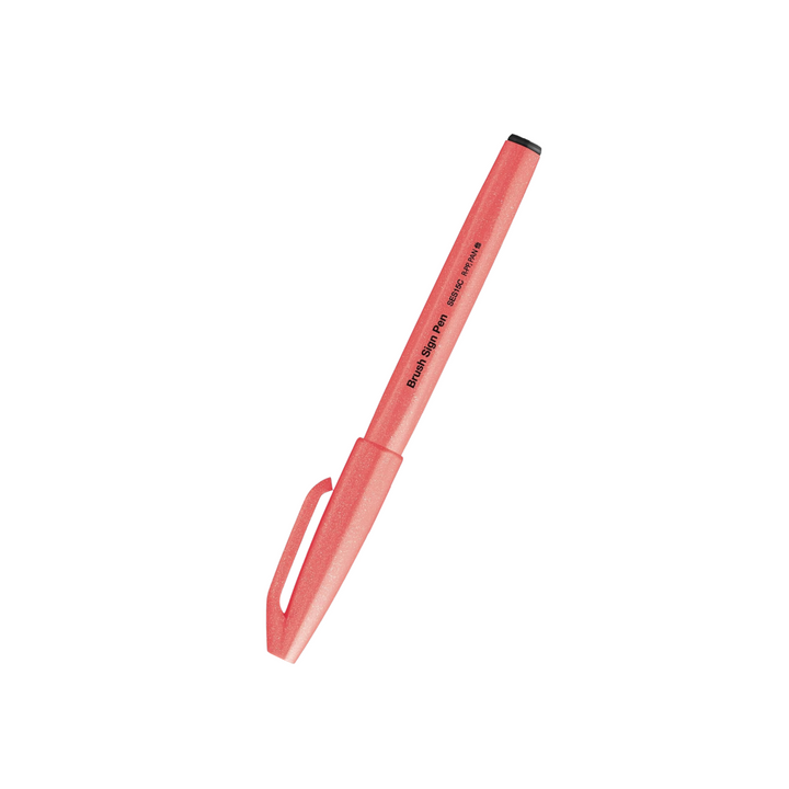 Pentel Brush Sign Pen - Fluorescent Red — detail view