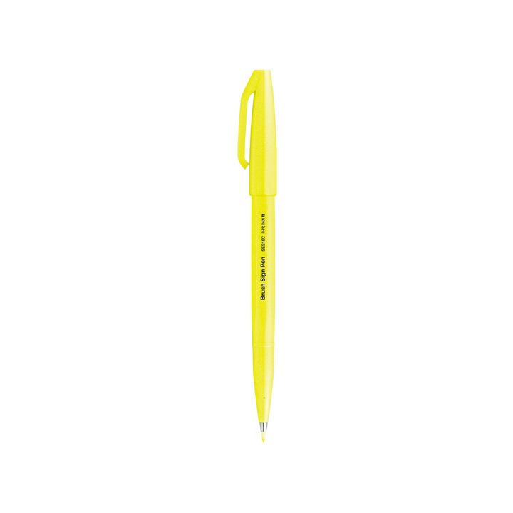 Pentel Brush Sign Pen - Fluorescent Yellow — with packaging