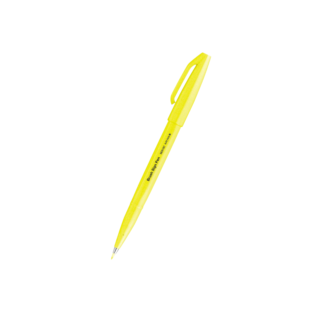 Pentel Brush Sign Pen - Fluorescent Yellow — front view