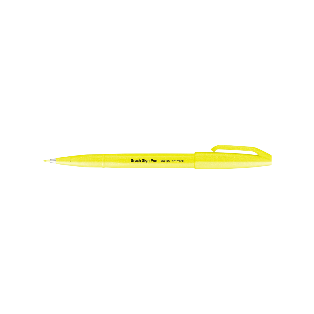 Pentel Brush Sign Pen - Fluorescent Yellow — in use