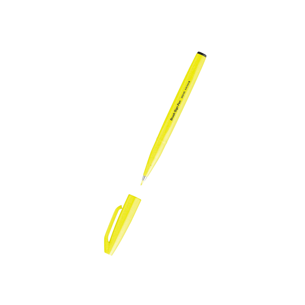 Pentel Brush Sign Pen - Fluorescent Yellow — side view