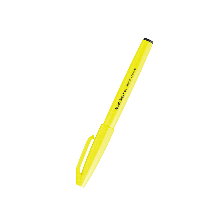 Pentel Brush Sign Pen - Fluorescent Yellow — detail view