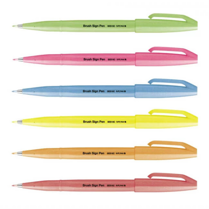 Pentel Brush Sign Pen - Fluorescent Yellow — angle view