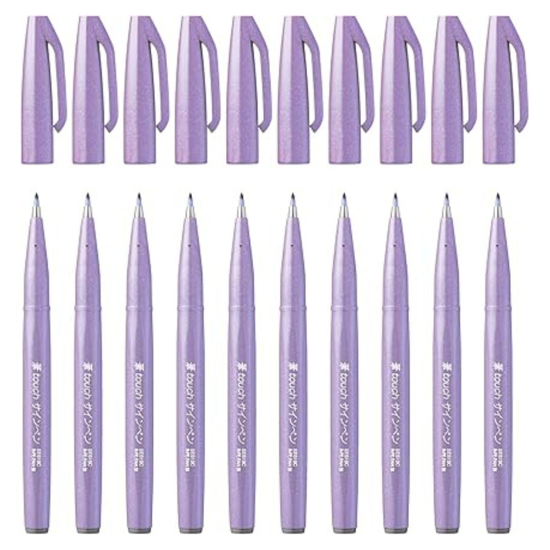 Pentel Brush Sign Pen - Light Violet — in use
