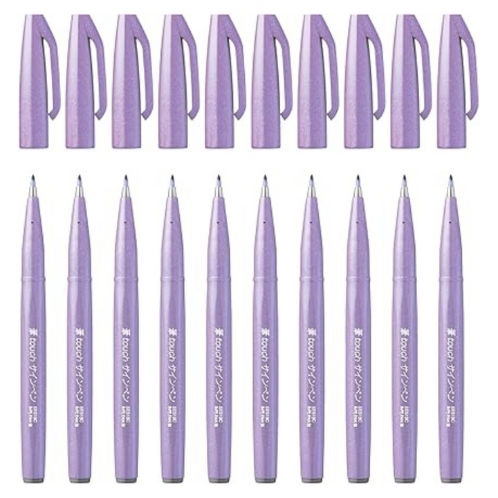 Pentel Brush Sign Pen - Light Violet — in use