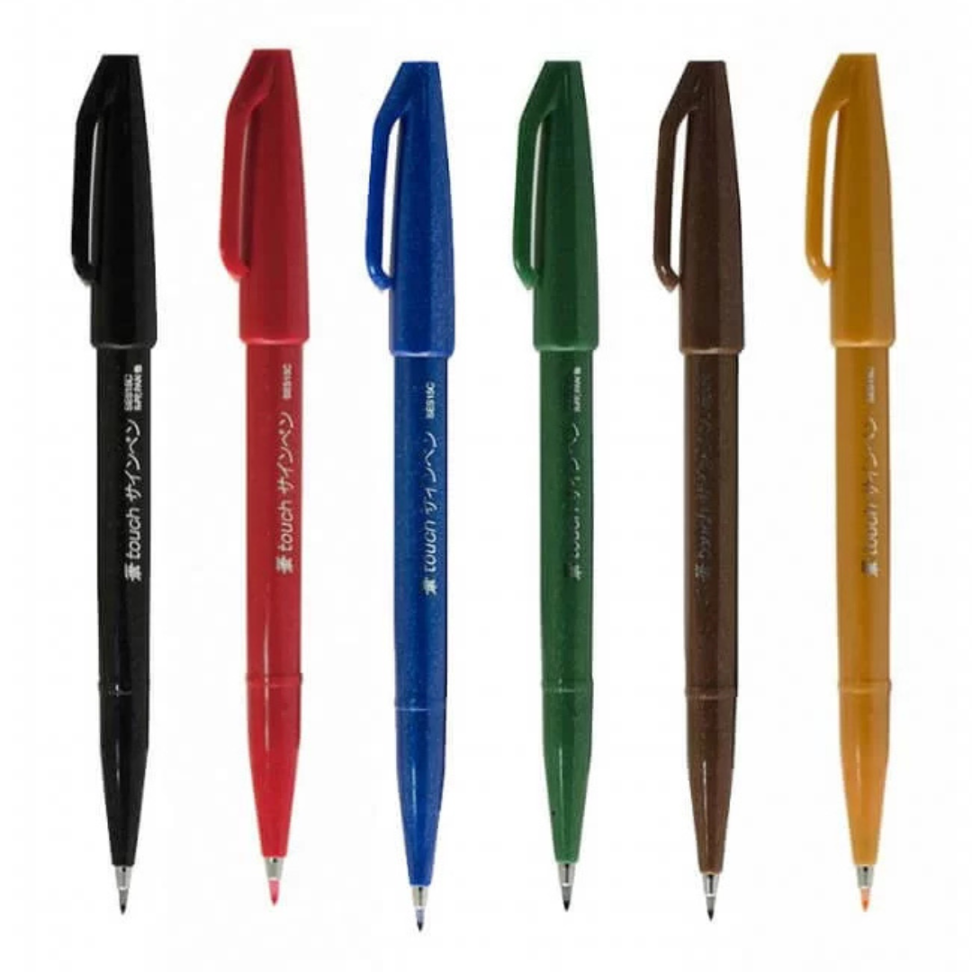 Pentel Brush Sign Pen - All 36 colors — in use